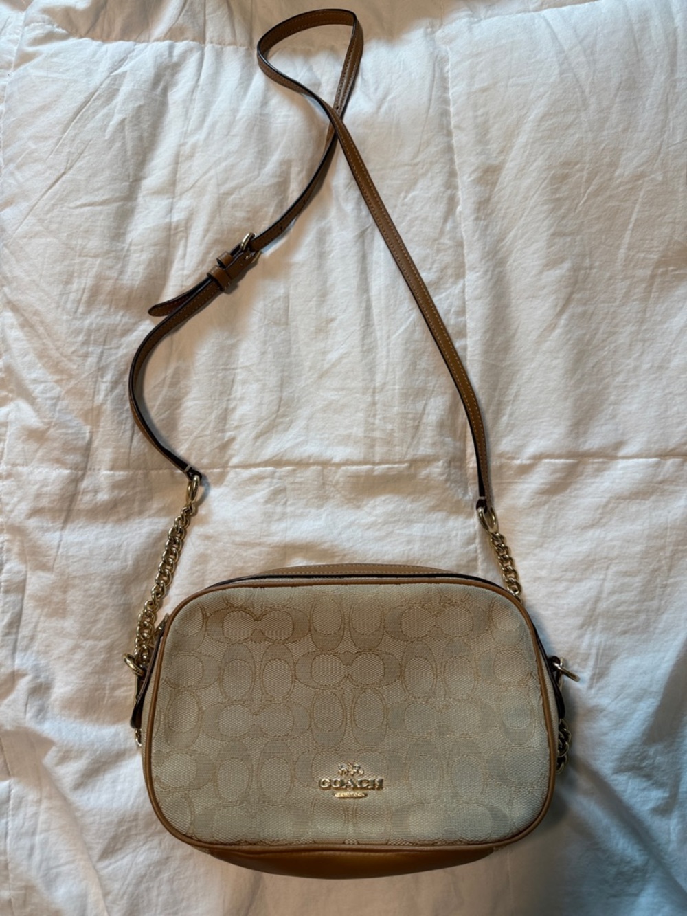 Coach Khaki and Chestnut Signature Crossbody Bag